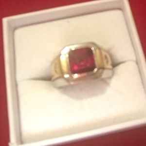 925 Sterling Silver Ruby and White Sapphire Ring